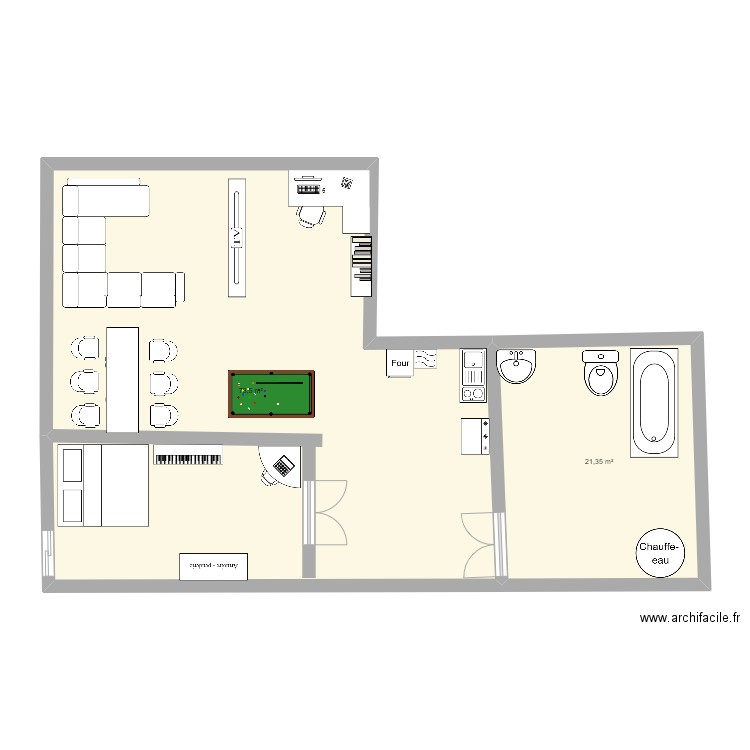 Maison. Plan de 2 pièces et 95 m2