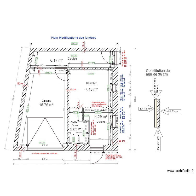 Modification fenêtres Garage Marc et Martine. Plan de 0 pièce et 0 m2