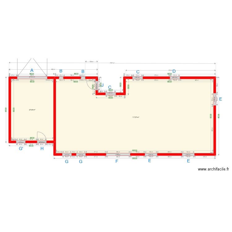 BRUNEL-PLAN ELEVATION. Plan de 2 pièces et 145 m2