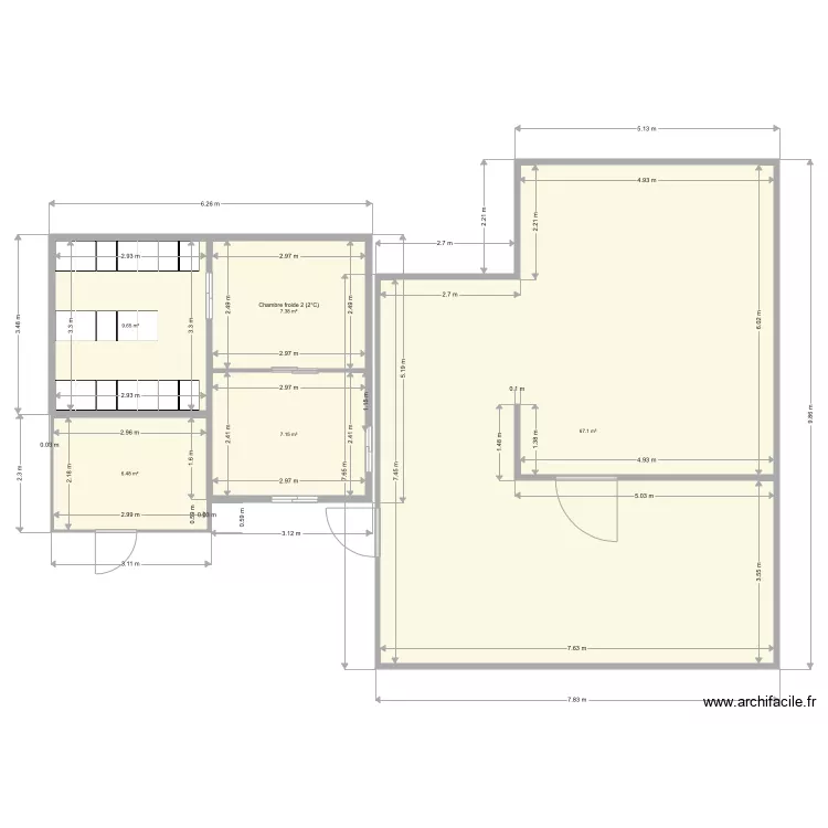 plan chambre froide et cuisine . Plan de 