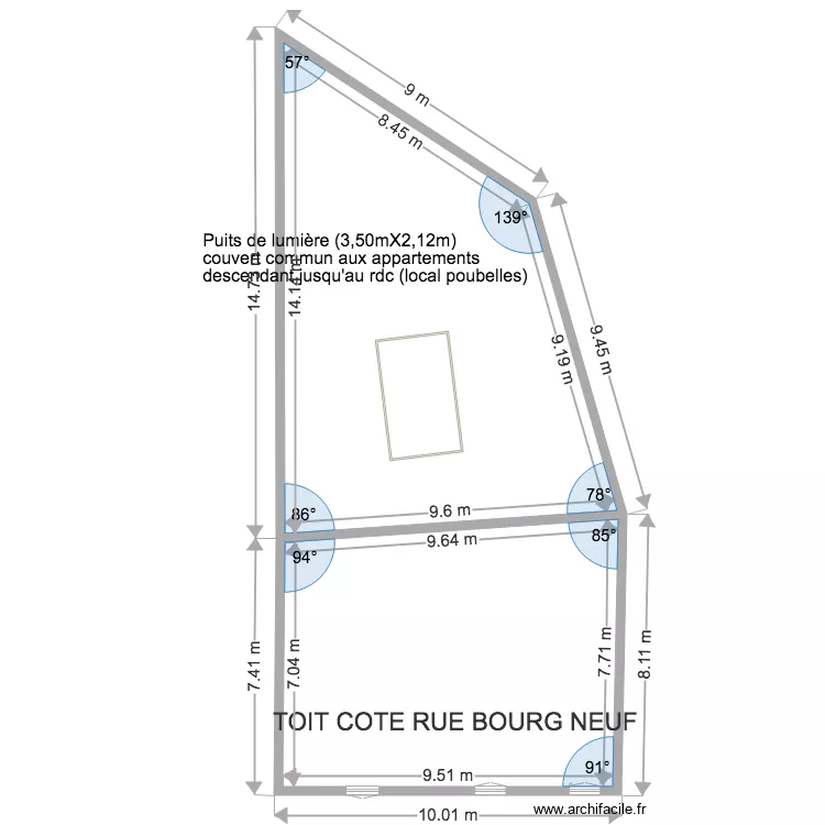 TOIT  AVANT . Plan de 