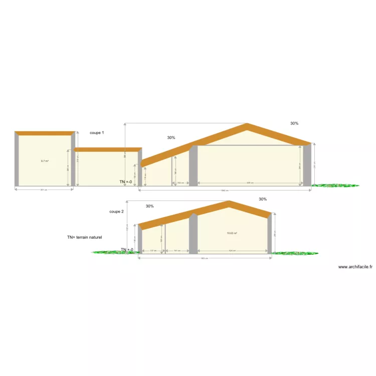 plan en coupe existant . Plan de 