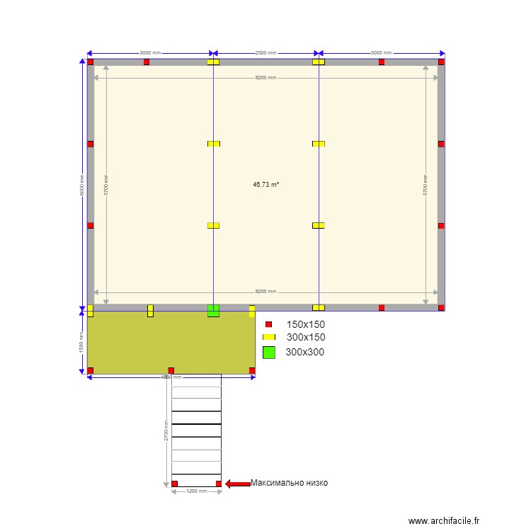 Buzhaninovo сваи. Plan de 9 pièces et 100 m2