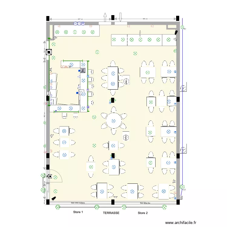 Salle resto Ivato  du 27 02 21 bar carr&eacute;. Plan de 