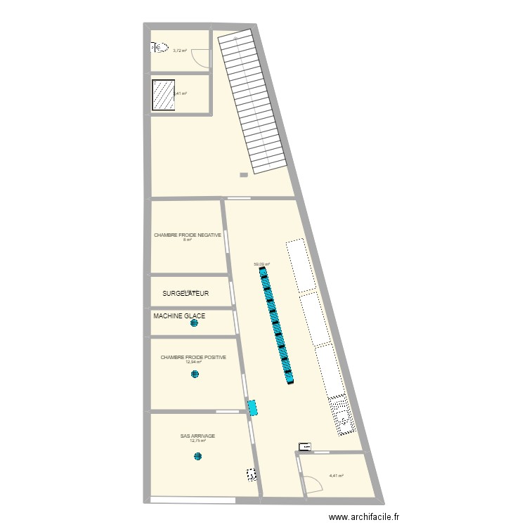 Atelier François. Plan de 8 pièces et 108 m2