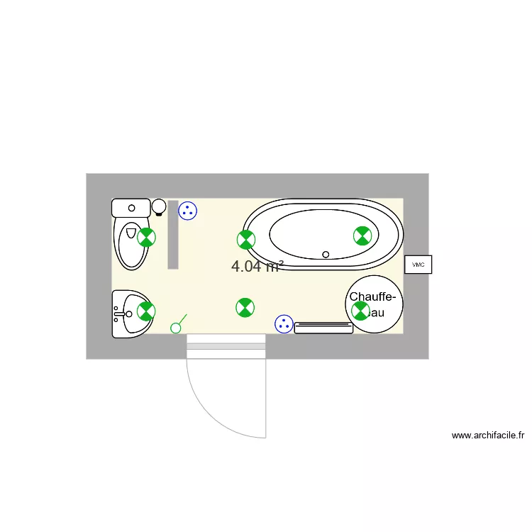 Salle de bain. Plan de 