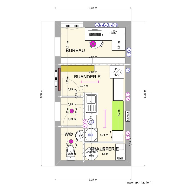 Buanderie + bureau Rdc dernier. Plan de 0 pièce et 0 m2