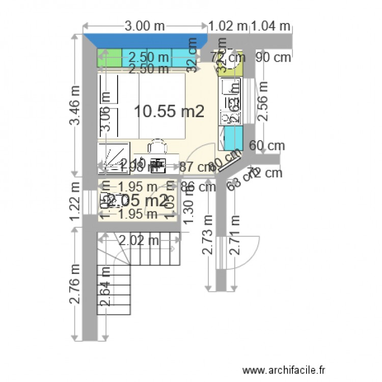 Studio Douche 6. Plan de 0 pièce et 0 m2