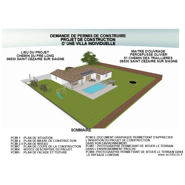 SOMMAIRE PRE LONG 1. Plan de 0 pièce et 0 m2