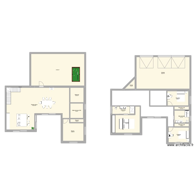 Maison . Plan de 16 pièces et 254 m2
