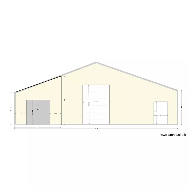 Grange coupe. Plan de 