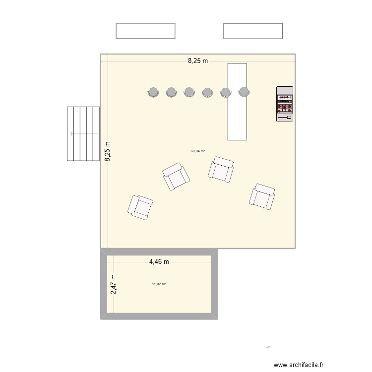 Maison 1. Plan de 2 pièces et 79 m2