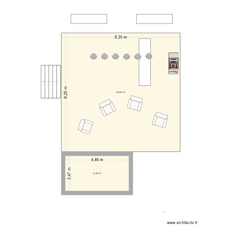 Maison 1. Plan de 2 pièces et 28 m2