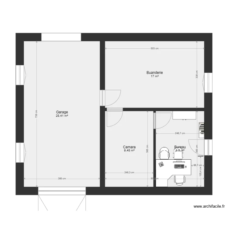 garage genevivieve bureau V1. Plan de 