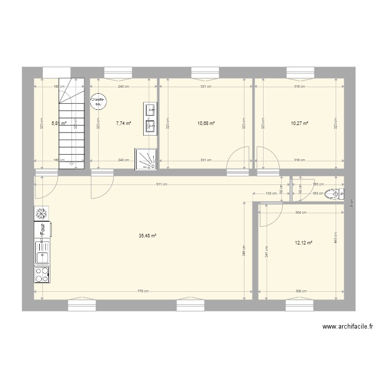 1er étage Tergnier. Plan de 6 pièces et 82 m2