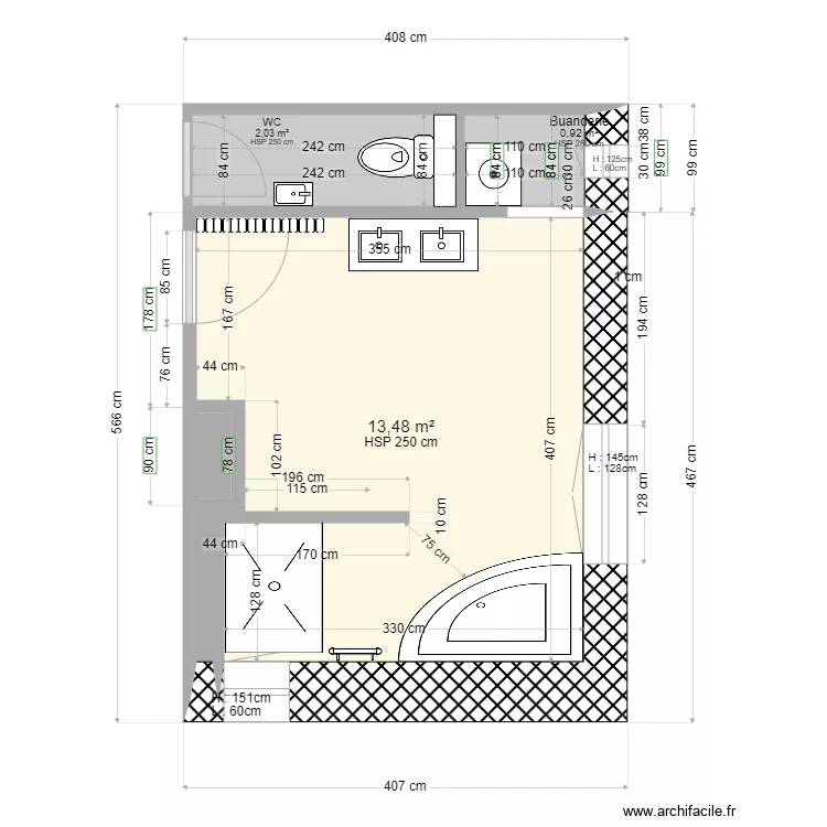 Projet Salle de bain familiale. Plan de 