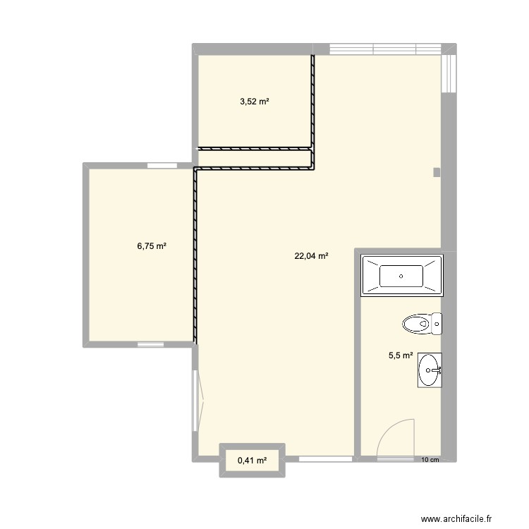 Plan DOBBI. Plan de 5 pièces et 38 m2