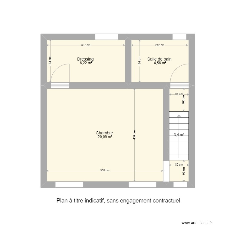 buisson 176 deuxieme étage . Plan de 4 pièces et 34 m2