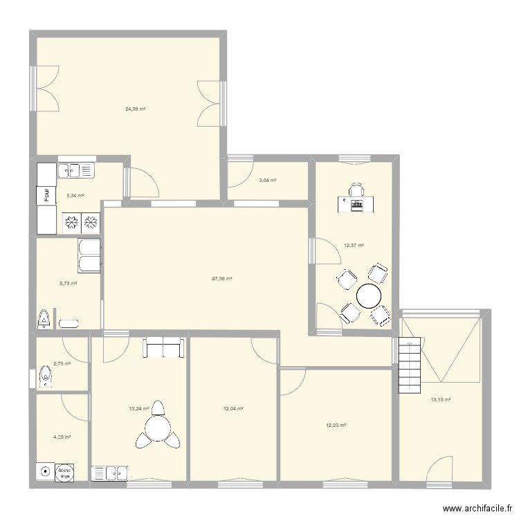 les goyages modifié V2. Plan de 12 pièces et 136 m2