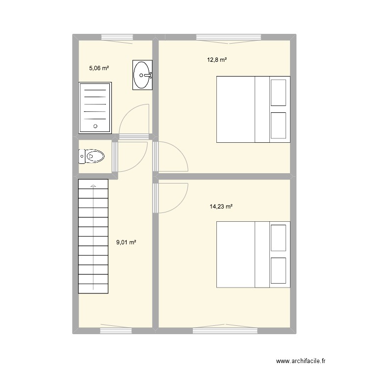 GOUY 1ER. Plan de 5 pièces et 42 m2