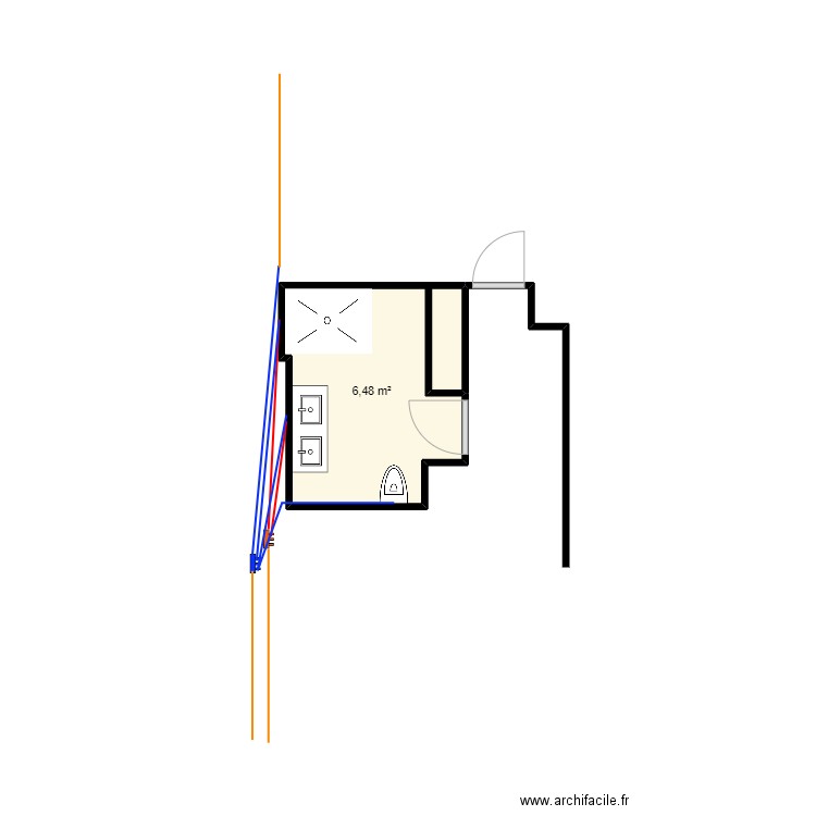 Véranda . Plan de 1 pièce et 6 m2