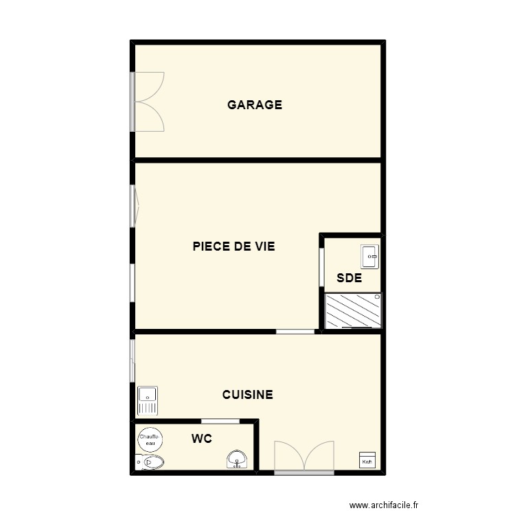 RINEAU. Plan de 3 pièces et 57 m2