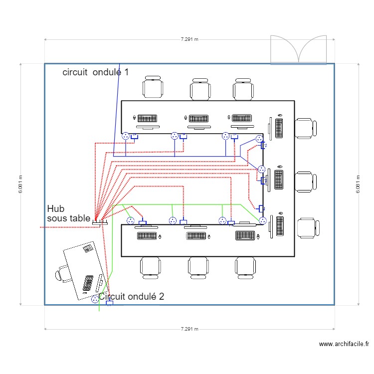 circuit elec formation cot. Plan de 2 pièces et 53 m2