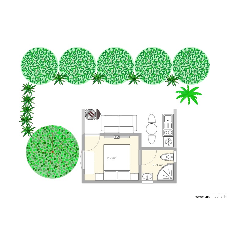 tiny house 20m2. Plan de 0 pièce et 0 m2