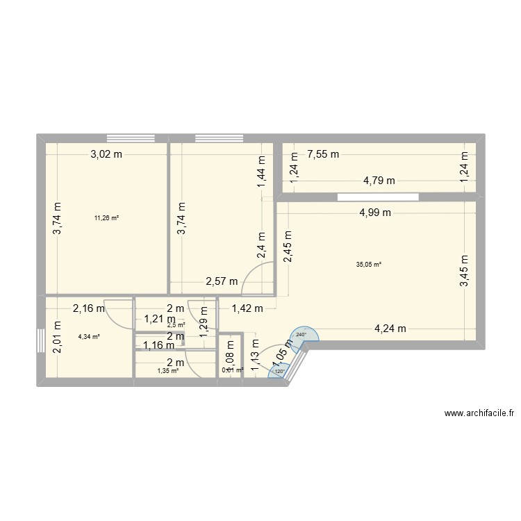 29-11-2025. Plan de 6 pièces et 55 m2