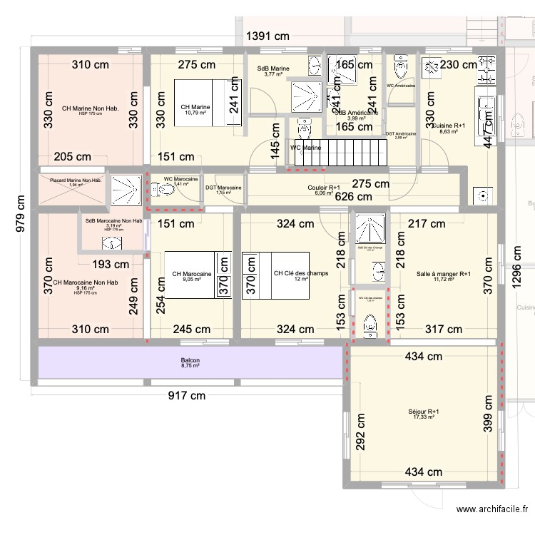 N°5_RDC_R+1_R+2_PITAYA. Plan de 49 pièces et 371 m2