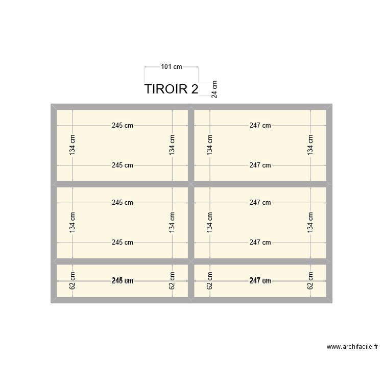 tirroir 2. Plan de 6 pièces et 16 m2