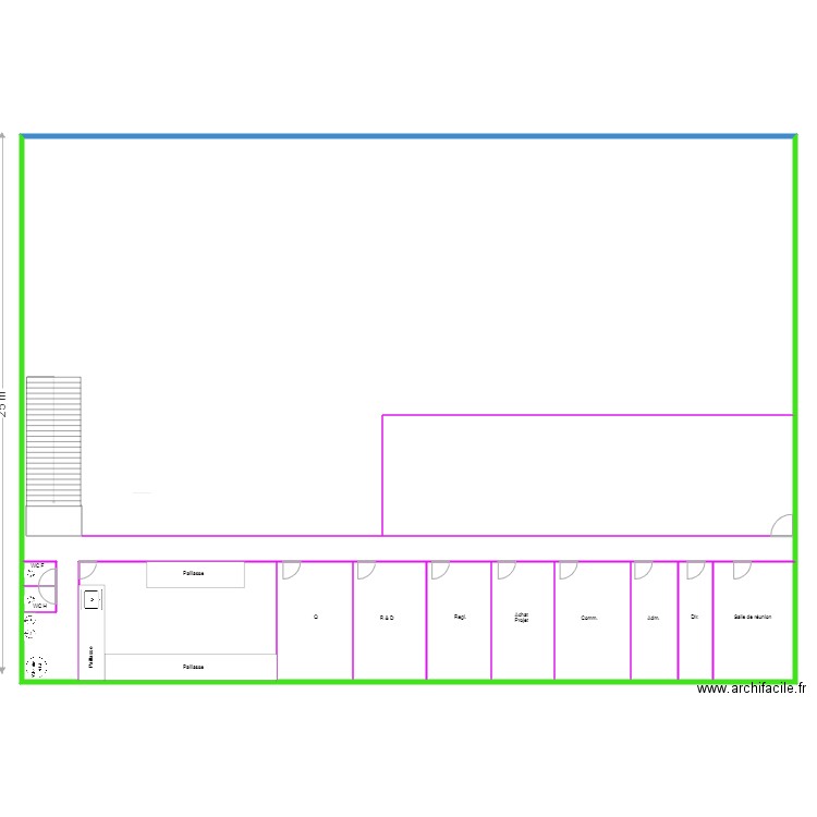 USINE mezzanine. Plan de 24 pièces et 1116 m2