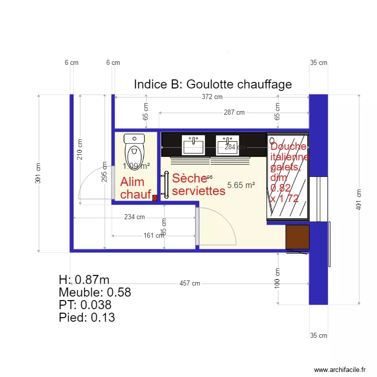 NIEUL Salle de bains Consultation Indice B. Plan de 