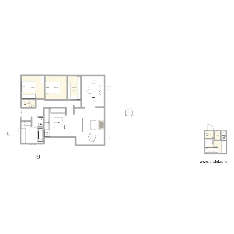 SDB V10000. Plan de 8 pièces et 34 m2