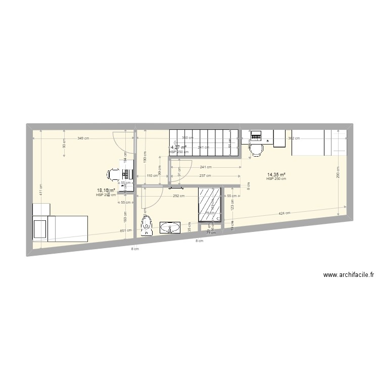 Extension cotée 10/07/22. Plan de 4 pièces et 75 m2