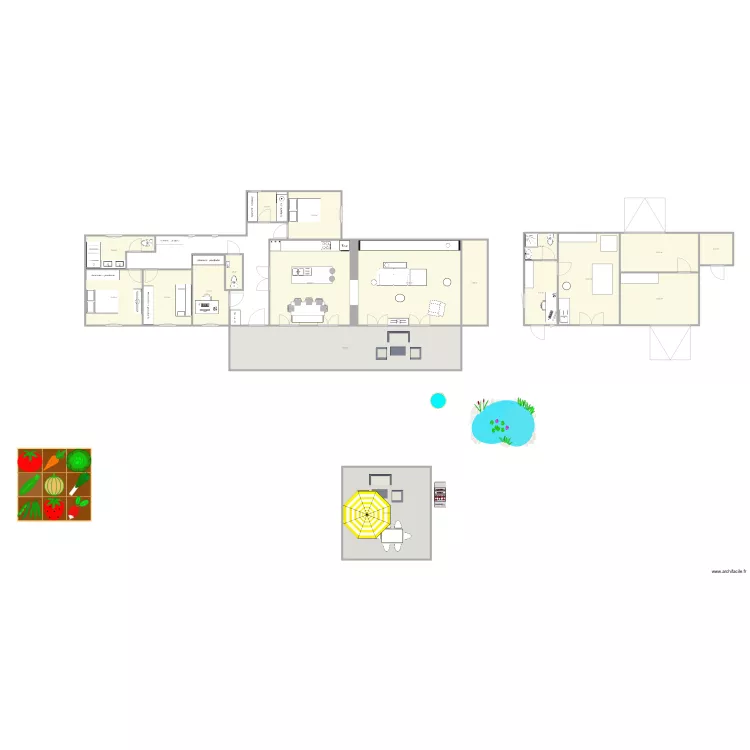 slaapkamers gite. Plan de 