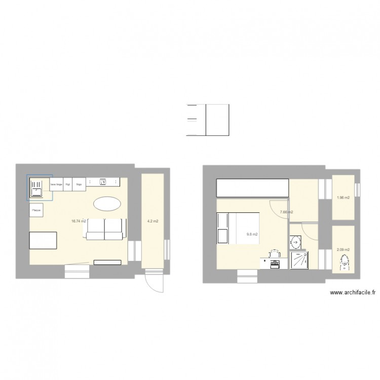 Meublé lambé 2 chambre. Plan de 0 pièce et 0 m2