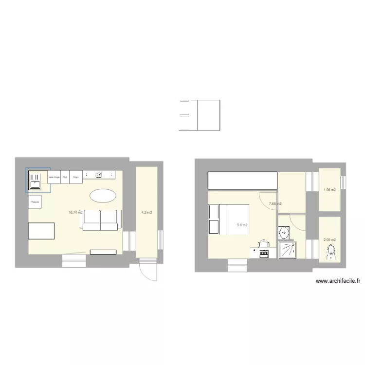 Meubl&eacute; lamb&eacute; 2 chambre. Plan de 