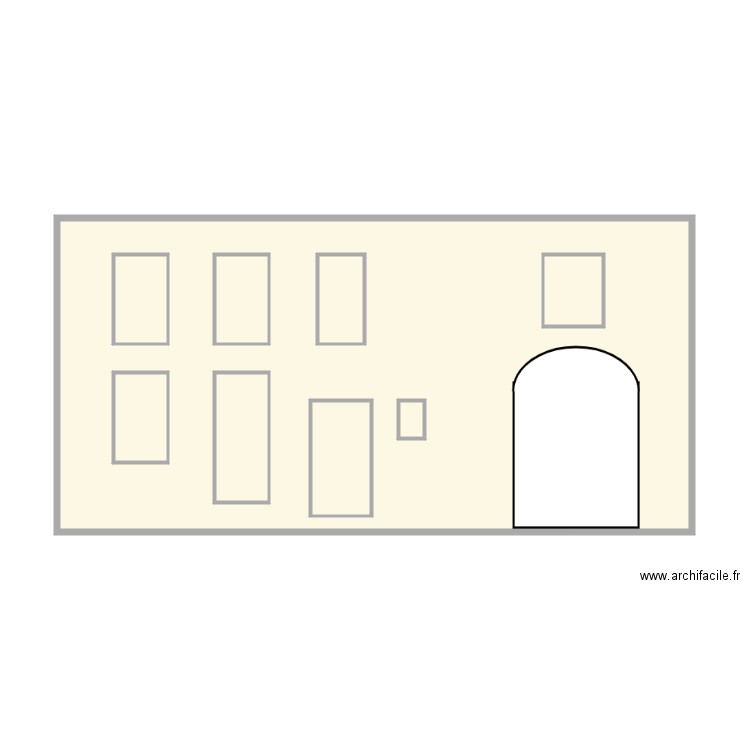 Façade avant. Plan de 9 pièces et 69 m2