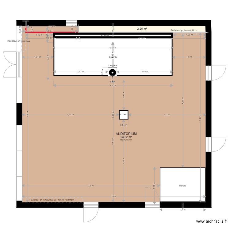 TRAVAUX AMENAGEMENT AUDITORIUM ICC LIM. Plan de 2 pièces et 95 m2