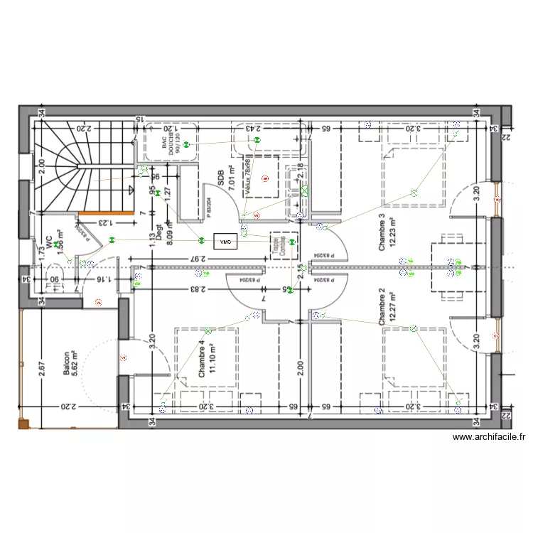 bastien R+1. Plan de 