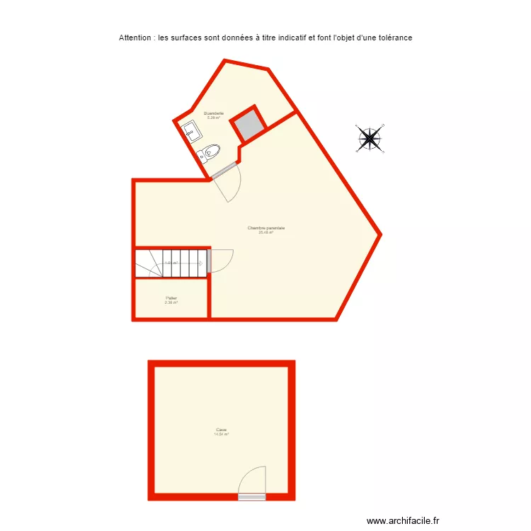 BI 3155 niveau 2 et cave non c&ocirc;t&eacute;. Plan de 