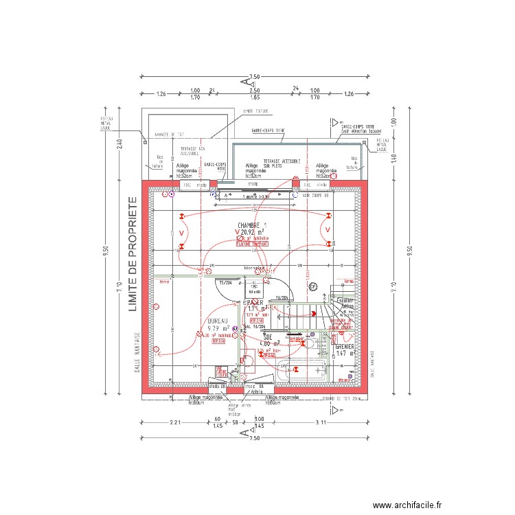 plan exe daujat etage. Plan de 0 pièce et 0 m2