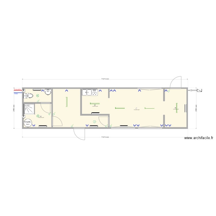 Plan JACO. Plan de 4 pièces et 32 m2