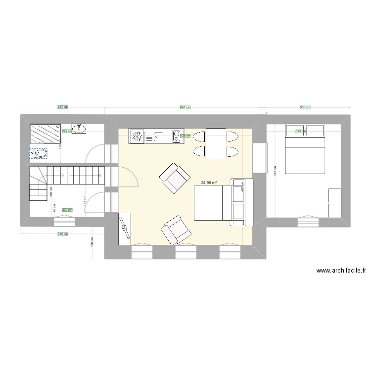 potager 1er étage projet R+2 bis. Plan de 1 pièce et 25 m2