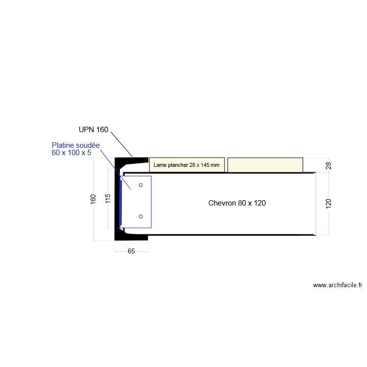 Assemblage Chevron / UPN. Plan de 0 pièce et 0 m2