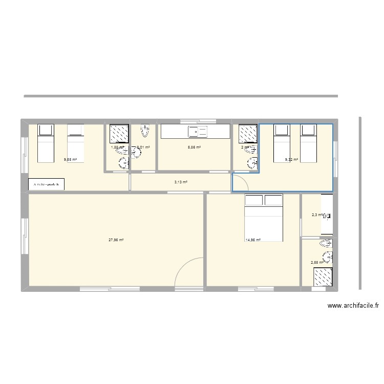 plan ferme. Plan de 11 pièces et 82 m2