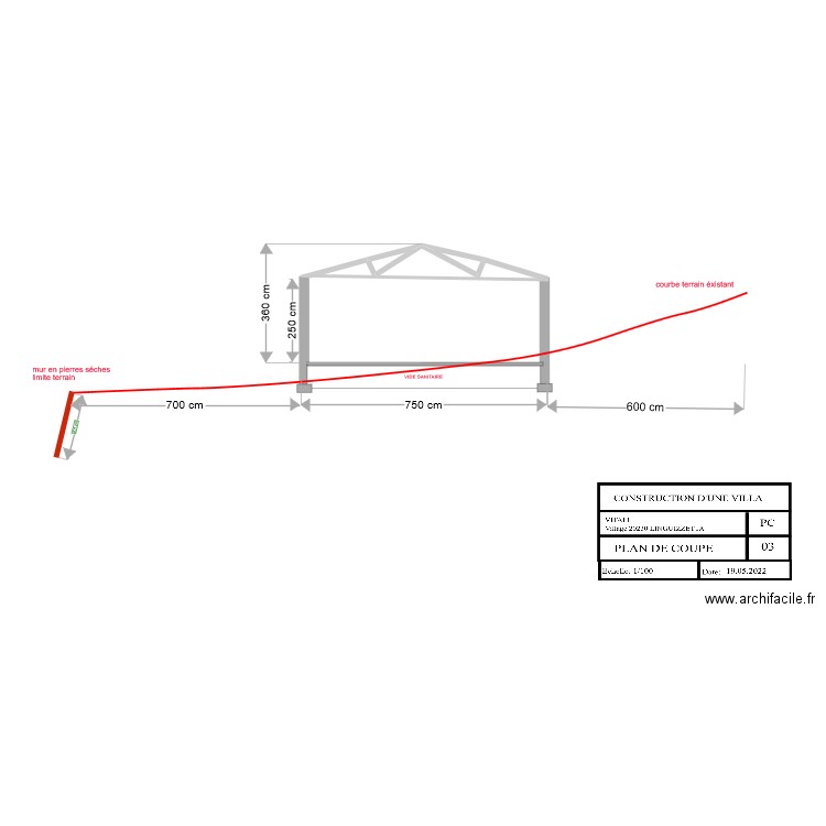 plan de coupe fred. Plan de 2 pièces et 1 m2