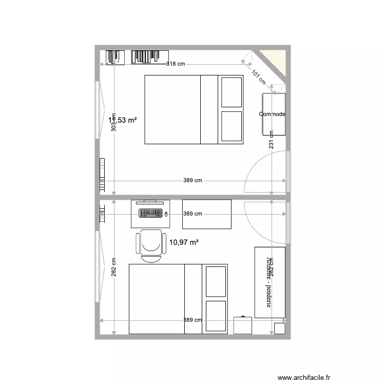 Chambre Now  . Plan de 