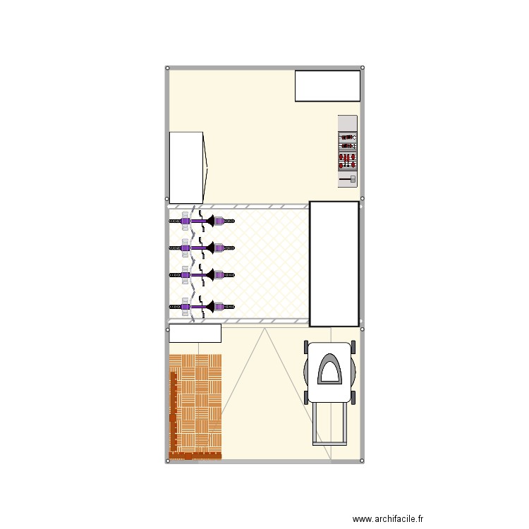 Hangar. Plan de 3 pièces et 17 m2